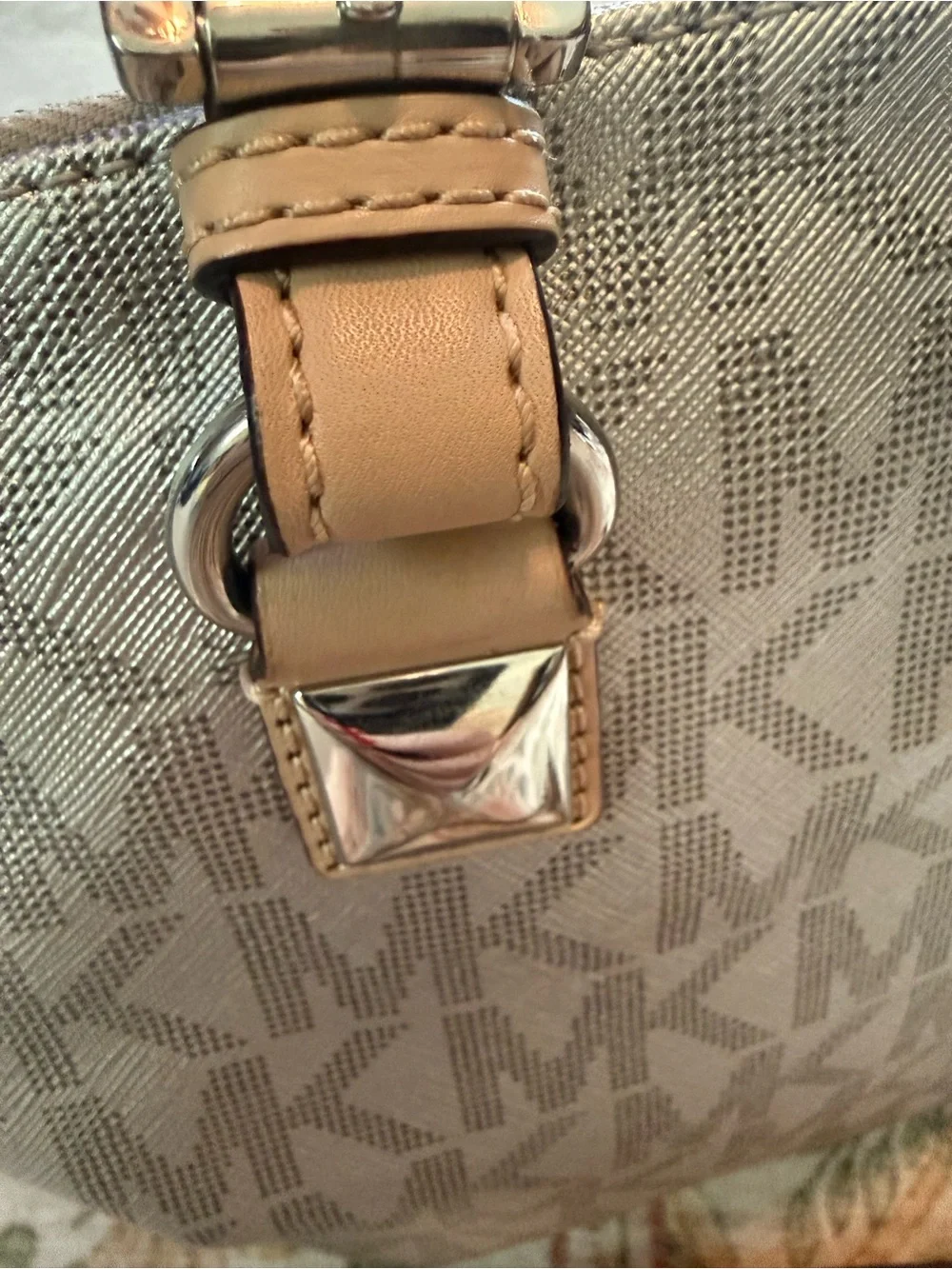 Michael Kors Beige Logo Tote with Tan Straps